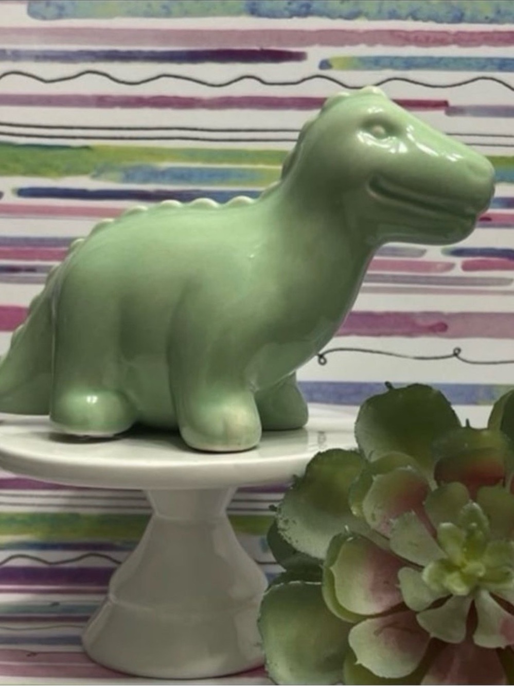 Pastel Green Ceramic Dinosaur Decoration